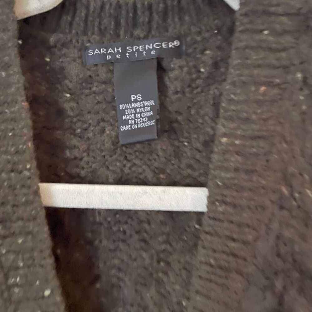 Sarah Spencer Green Lambswool Cardigan with Velvet Ribbon Belt‎ and Bow PS - Picture 5 of 7